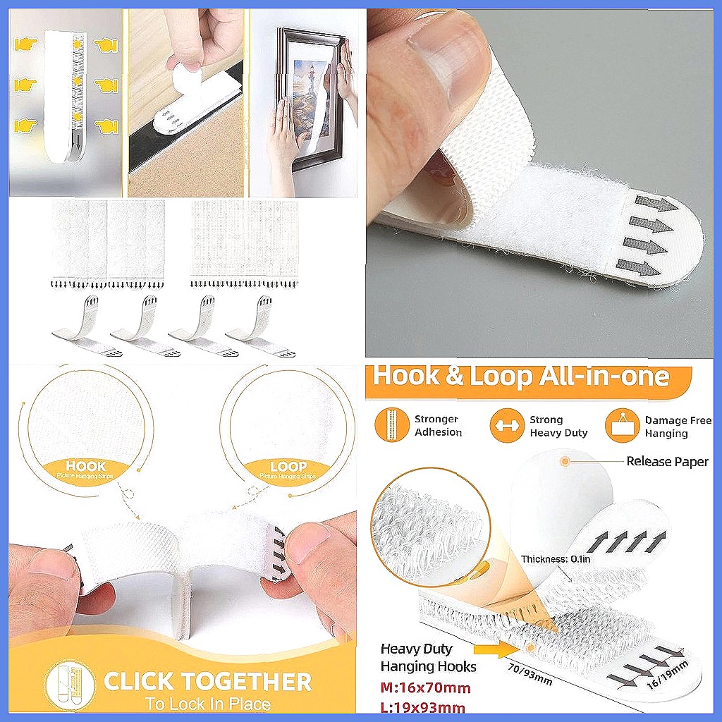 Picture Hanging Strip - 12 Pairs Heavy Duty Picture Hanging