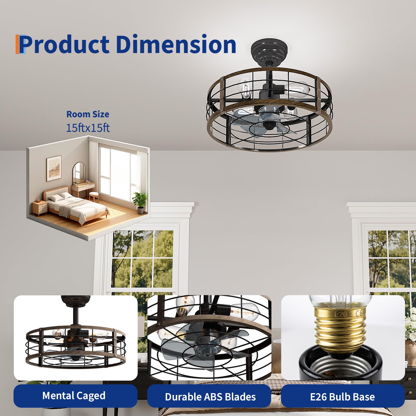 20'' Caged Flush Mount Ceiling - Ceiling Fan Mount ulasan dan harga