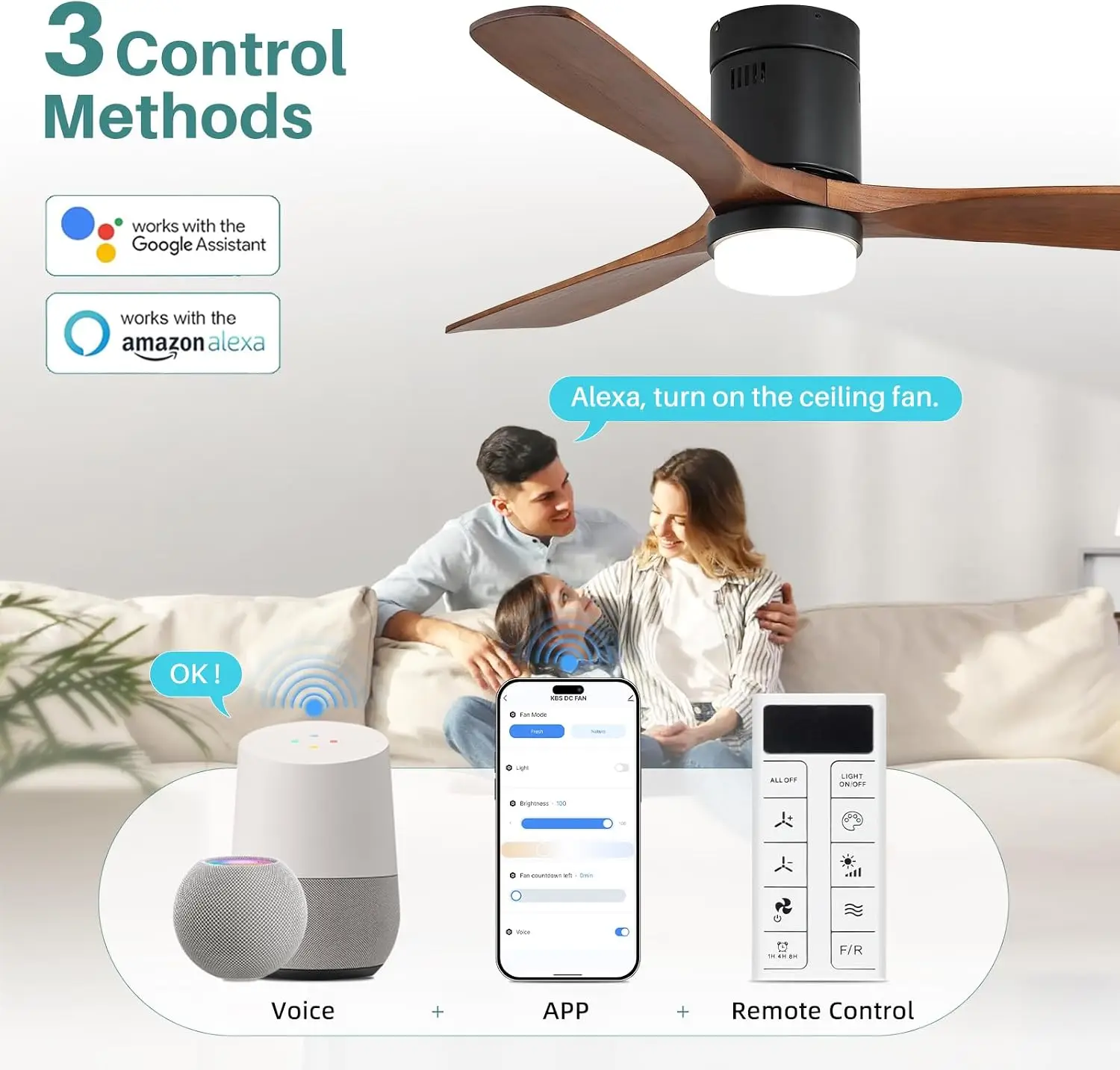 52 Inch Smart Ceiling Fans wit - Ceiling Fan Mount ulasan dan harga